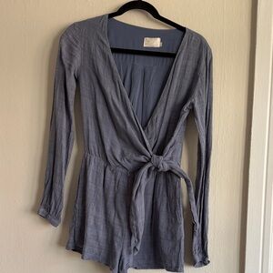 TJD Long Sleeve Tie-Front Romper